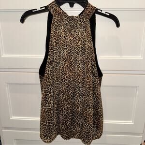 Alice + Olivia  Maris Gathered Leopard Tie Neck Halterneck Top XS